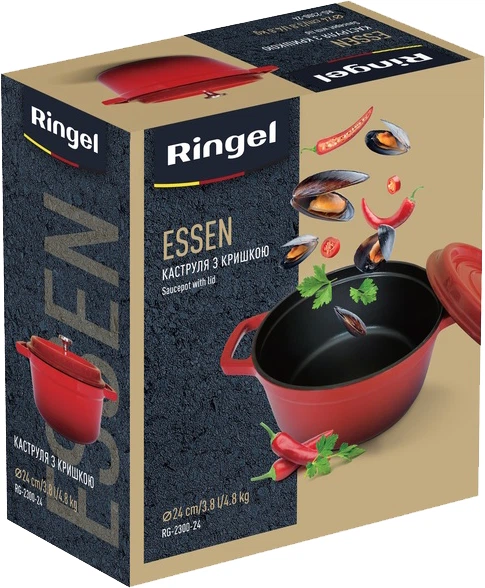 Кастрюля Ringel Essen с крышкой 24 см 3.8 л (RG-2300-24) - изображение 5