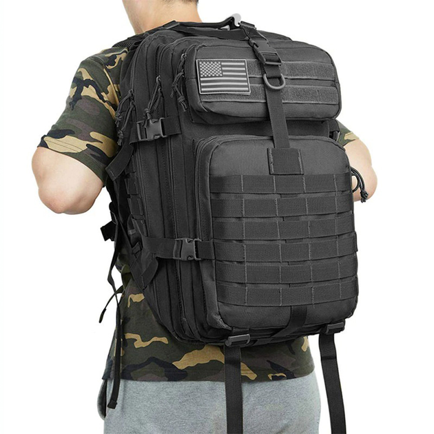 Тактичний рюкзак 45л (52х28х25см) ZE-002, Чорний - зображення 2