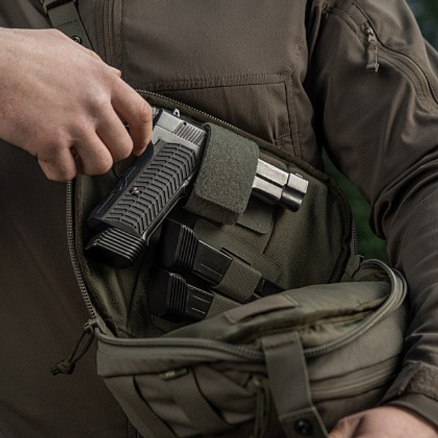 Сумка тактична через плече M-TAC Sphaera Hardsling Bag Large з липучкою Elite Ranger Green для пістолета - зображення 2