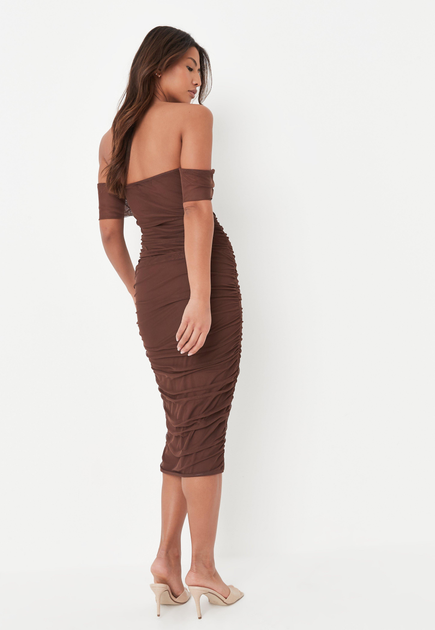 Платье вечернее миди летнее женское Missguided D1003185 42 Коричневое ...