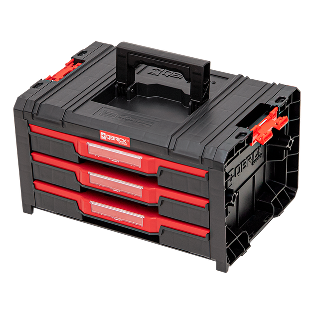 Модульний ящик для інструментів з трьома висувними ящиками Qbrick System PRO Drawer 3 Toolbox Expert Red Ultra - зображення 3