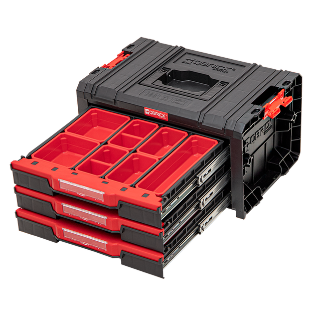 Модульний ящик для інструментів з трьома висувними ящиками Qbrick System PRO Drawer 3 Toolbox Expert Red Ultra - зображення 4