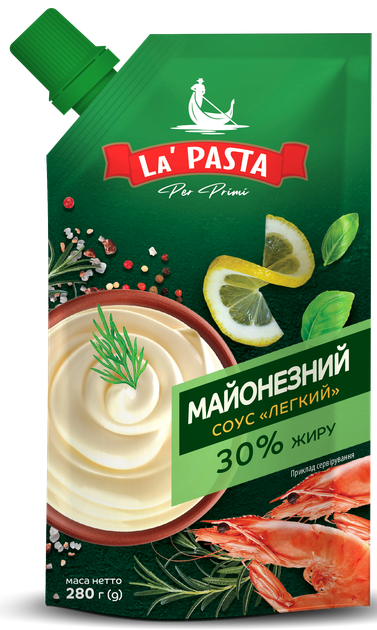 Упаковка майонезного соуса La Pasta легкого 30% 280 г х 5 шт (4823124601320) - Фото 2 Упаковка майонезного соуса La Pasta легкого 30% 280 г х 5 шт (4823124601320) - изображение 2