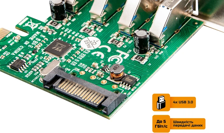 Плата расширения Frime PCI-E to USB3.0 (4 порта) VIA VL805 (ECF ...