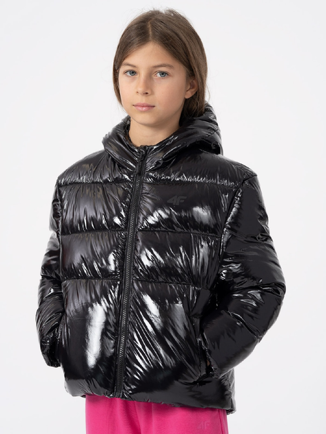 Акція на Підліткова демісезонна куртка для дівчинки 4F 4FJAW23TDJAF267-21S 146 см Чорна від Rozetka