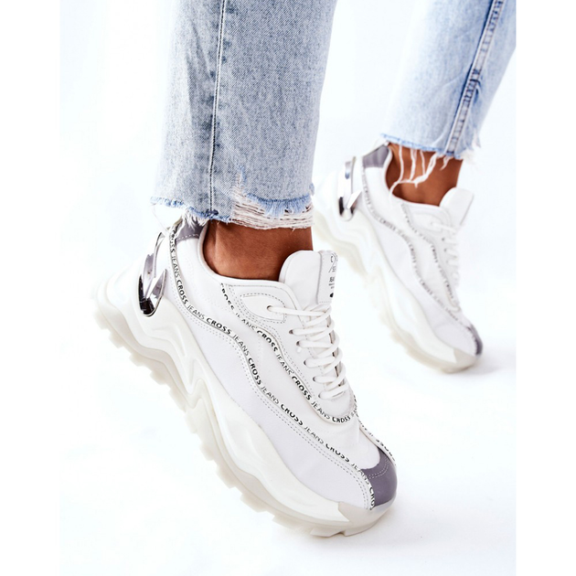 Sneakersy damskie na grubej podeszwie do kostki Cross Jeans II2R4017C 38 Białe (8697319153941) - obraz 1