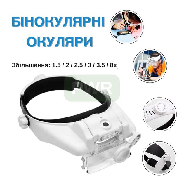 Бінокулярні окуляри з підсвічуванням Magnifier MG 81000G повів. - 1X-3.5х з Led Комплект змінних лінз 5 шт (IM50052) - Фото 1 Бінокулярні окуляри з підсвічуванням Magnifier MG 81000G повів. - 1X-3.5х з Led Комплект змінних лінз 5 шт (IM50052) - зображення 1