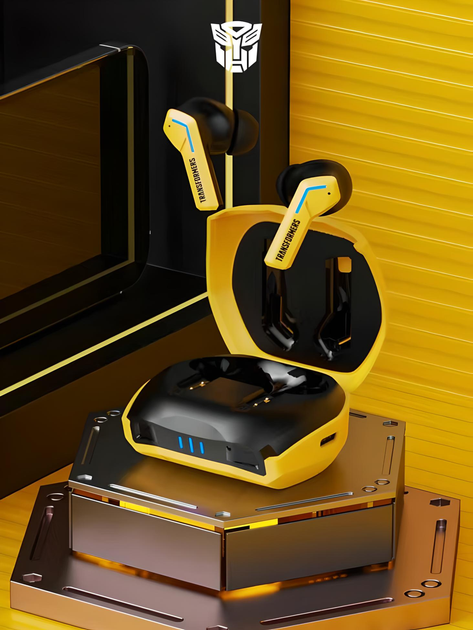 Геймерские беспроводные Bluetooth наушники вакуумные Hasbro Transformers TF-T06 BumbleBee, yellow - изображение 2