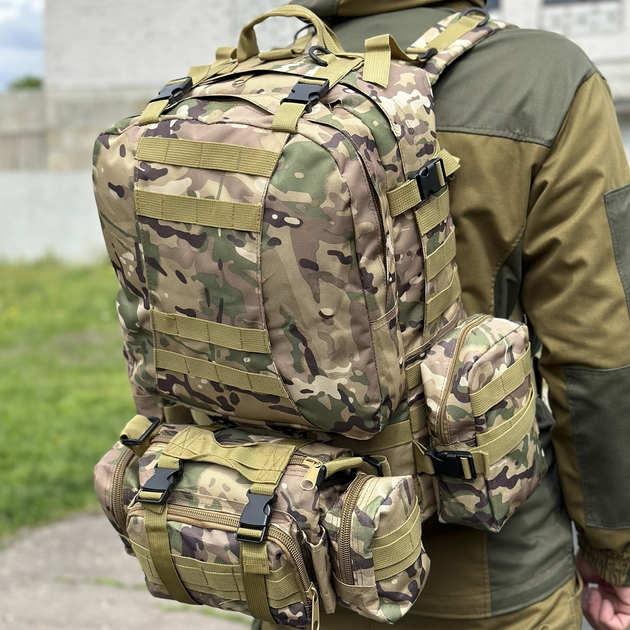 Тактический рюкзак Tactic рюкзак с подсумками на 55 л. штурмовой рюкзак Мультикам 1004-multicam - изображение 1