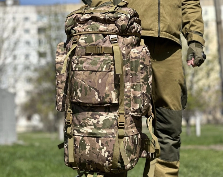 Тактический рюкзак на 65 л., походной каркасный рюкзак Tactic, военный рюкзак цвет Мультикам ta65-multicam - изображение 2