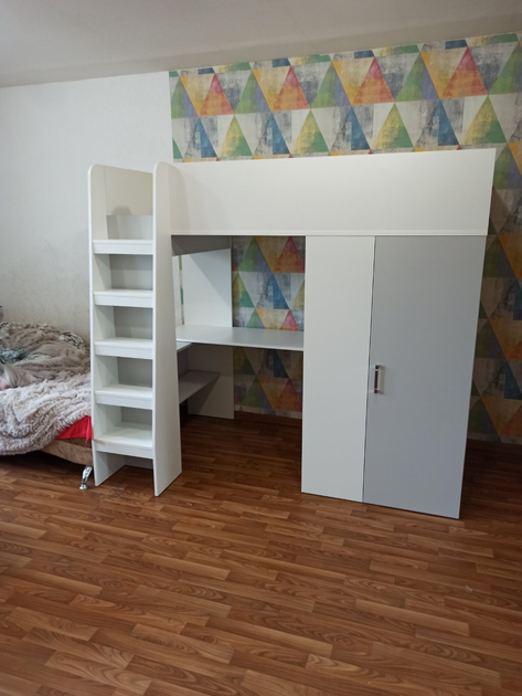 Кровать-чердак со столом и шкафом для детей Fmebel Монтана 90х200 ...