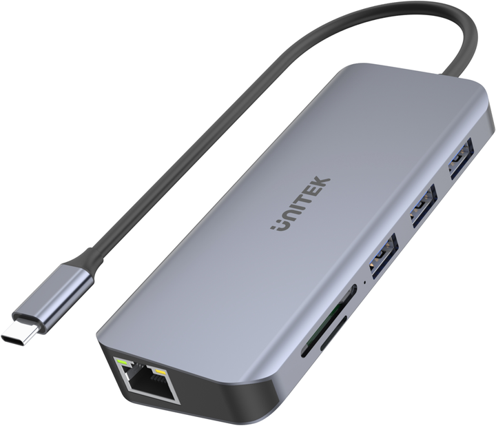 USB-C хаб Unitek D1026B 3 x USB 3.1 PD HDMI SD VGA RJ45 (4894160042828) - зображення 1