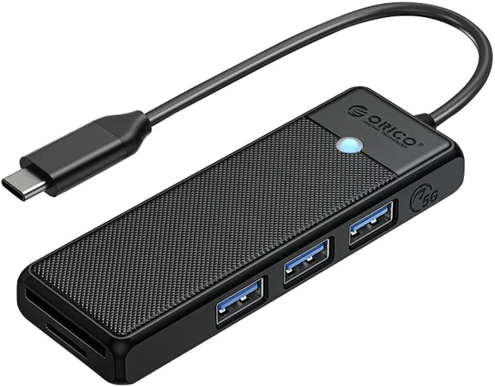 Hub USB-C Orico 3 x USB-A 5 Gb/s Czarny (PAPW3AT-C3-015-BK-EP) - obraz 1