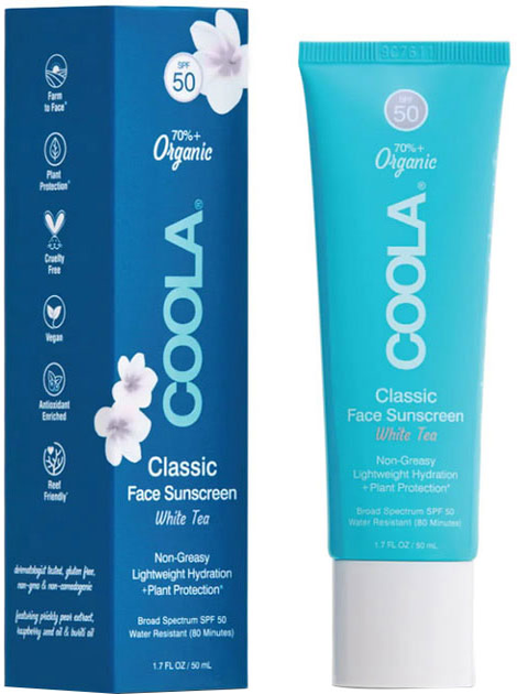 Balsam przeciwsłoneczny Coola Classic Face Organic Sunscreen Lotion White Tea SPF50 50 ml (850008614354) - obraz 1