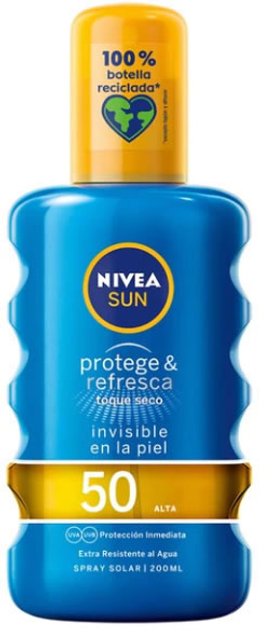 Сонцезахисний та освіжаючий спрей Nivea Sun Protect And Refresh Spray SPF50 200 мл (4005900725332) - зображення 1