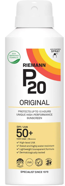 Spray do ochrony przeciwsłonecznej Riemann P20 Sun Protection Spray SPF50+ 200 ml (5701943053256) - obraz 1
