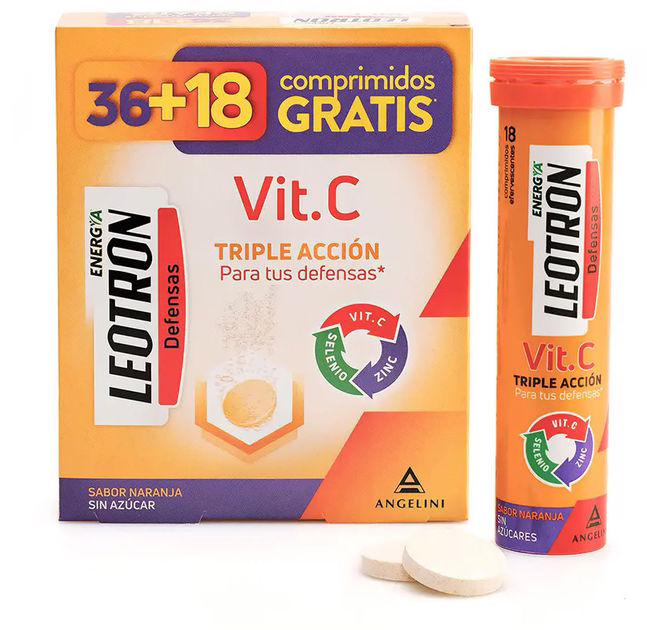 Witaminy Leotron Vitamin C 36 + 18 Effervescent Tablets (8430992113389) - obraz 2