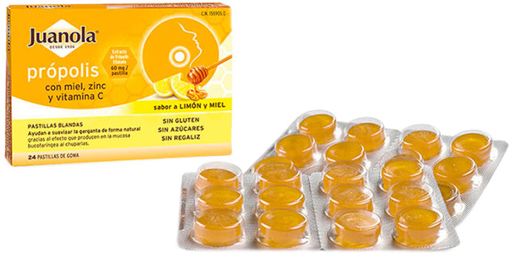 Харчова добавка Juanola прополіс мед цинк вітамін C 24 шт (8470001559050) - зображення 1