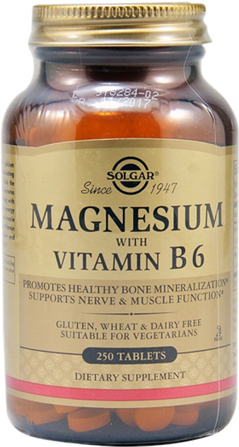 Suplement diety Solgar Magnesium + Vitamin B6 250 Tablets (33984003910) - obraz 1