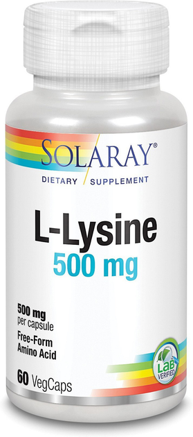 Харчова добавка Solaray L Lysine 500 мг 60 капсул (76280206647) - зображення 1
