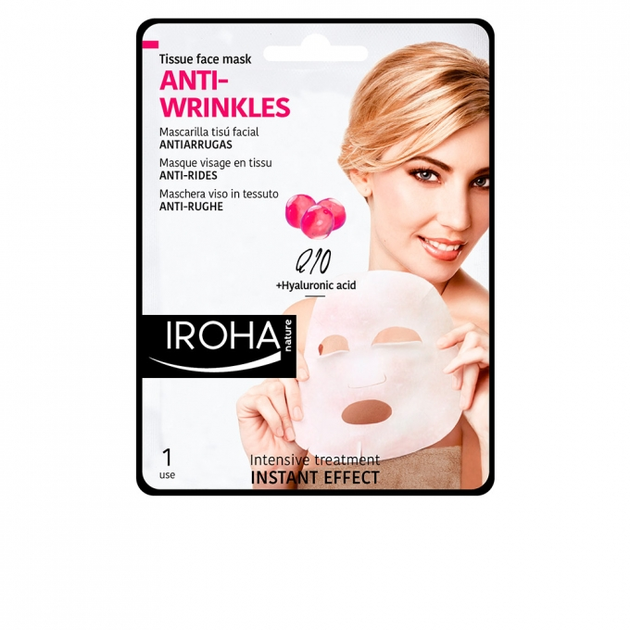 Тканинна маска для обличчя Iroha Nature Anti Wrinkles Tissue Face Mask Q10 1 Unit 23 мл (8436036430122) - зображення 1