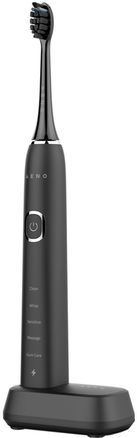 Електрична зубна щітка AENO DB6, 46000 обертів за хвилину, бездротова зарядка, чорна, 2 насадки - зображення 1