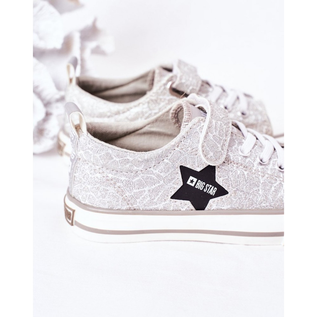 Trampki dziecięce dla dziewczynki na rzepy Big Star HH374025 32 Srebrne (5900714347888) - obraz 4