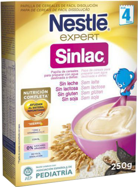 Kaszka dla dzieci Nestle Sinlac Expert Paps + 4 Months 250 g (7613037029512) - obraz 1