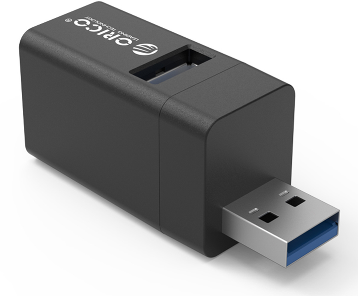 Hub USB Orico Mini 1 x USB 3.1, 2 x USB 2.0 Aluminium (MINI-U32L-BK-BP) - obraz 3