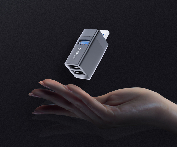 Hub USB Orico Mini 1 x USB 3.1, 2 x USB 2.0 Aluminium (MINI-U32L-BK-BP) - obraz 7