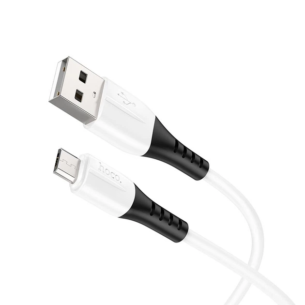 Кабель HOCO X82 Silicone USB-A до Micro-USB, 1 м, 2.4 A, White - Фото 3 Кабель HOCO X82 Silicone USB-A до Micro-USB, 1 м, 2.4 A, White - зображення 3