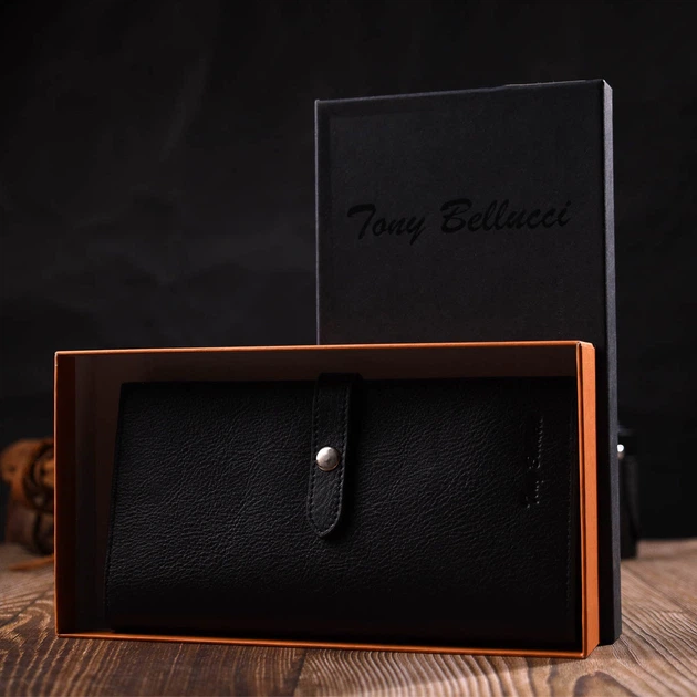 Жіночий тонкий гаманець з натуральної шкіри Tony Bellucci Wallet 22036 Чорний - зображення 8