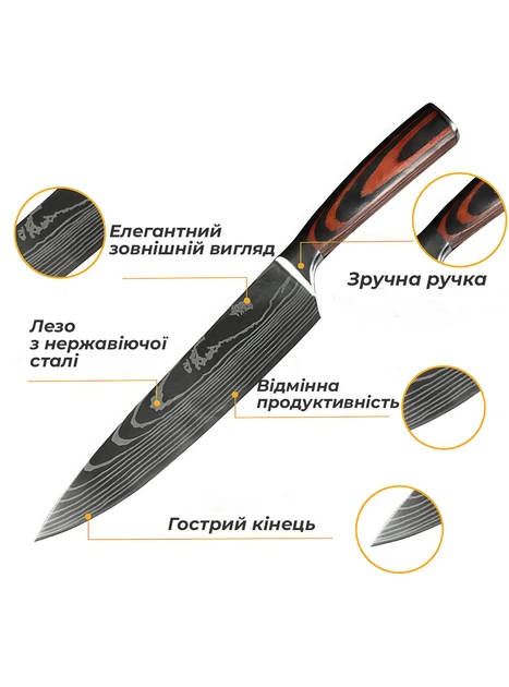 Набір ножів з нержавіючої сталі / професійні ножі для кухні / для м'яса, риби, овочів / 10 предметів 8833 OnePro Сірий 66195 - Фото 9 Набір ножів з нержавіючої сталі / професійні ножі для кухні / для м'яса, риби, овочів / 10 предметів 8833 OnePro Сірий 66195 - зображення 9