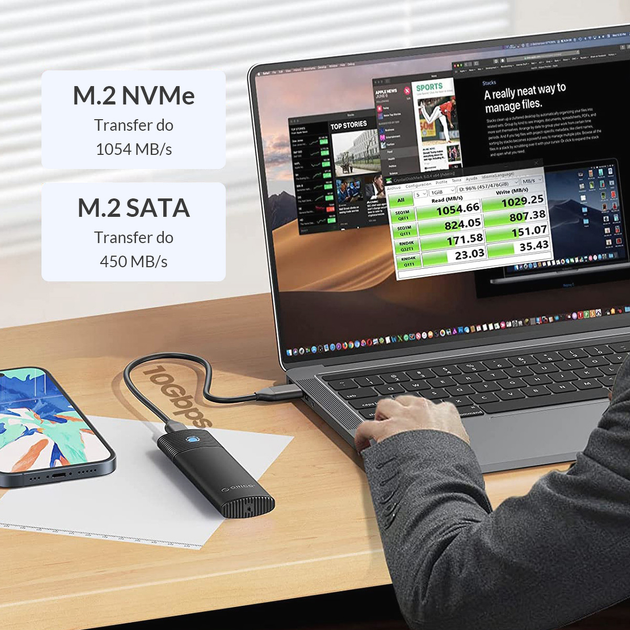 Zewnętrzna kieszeń Orico M.2 NVMe/SATA 10 Gb/s, czarna (PWDM2-G2-BK-EP) - obraz 9