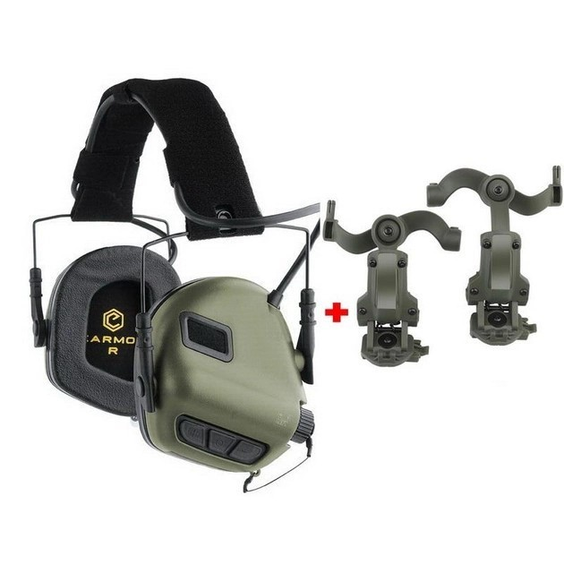 Навушники тактичні активні Earmor M31 MOD3 (olive) (EM-M31-M3-OL) + Premium кріплення на шолом FAST, TOR-D, ACH MICH (125994) - изображение 1