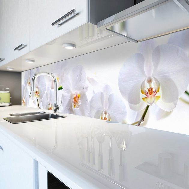 Фартук кухонный Ветка орхидеи, 3000х600х1.5мм, пластик АВС, термопечать