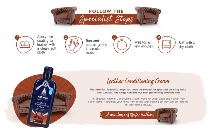 Крем-кондиціонер для чищення виробів зі шкіри Astonish Specialist Leather Conditioning Cream 250мл - зображення 4