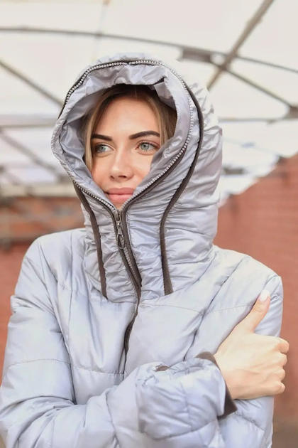 Куртка жіноча No Brand П759 зимова сіра розмір XXL - зображення 4