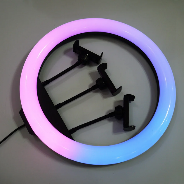 Кольцевая светодиодная лампа 36 см Led RGB для селфи - Фото 6 Кольцевая светодиодная лампа 36 см Led RGB для селфи - изображение 6