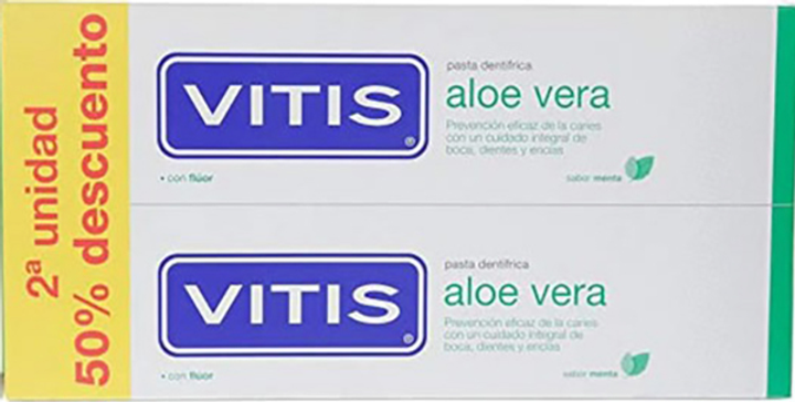 Pasta do zębów Vitis Aloe Vera Toothpaste Mint Flavour 2x150 ml (8427426027749) - obraz 1