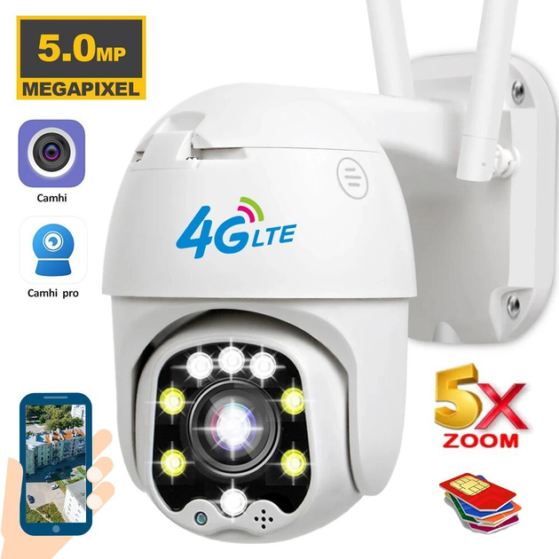 4G LTE GSM уличная ip камера видеонаблюдения 5mp c 5ти кратным ...