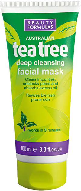 Oczyszczająca maska glinkowa do twarzy tea tree Beauty Formulas 100ml (5012251010429) - obraz 1