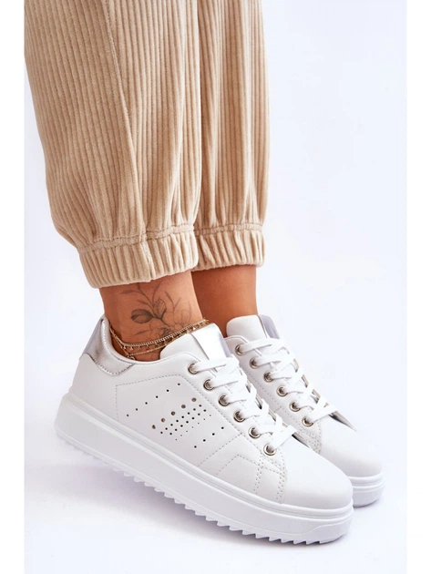 Sneakersy damskie do kostki Be First! 38 Biały/Srebrny (5905677117660) - obraz 7