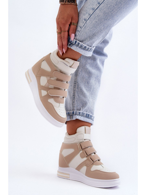 Sneakersy damskie na koturnie za kostkę na rzepy Inari 39 Beżowe (5905677435795) - obraz 3