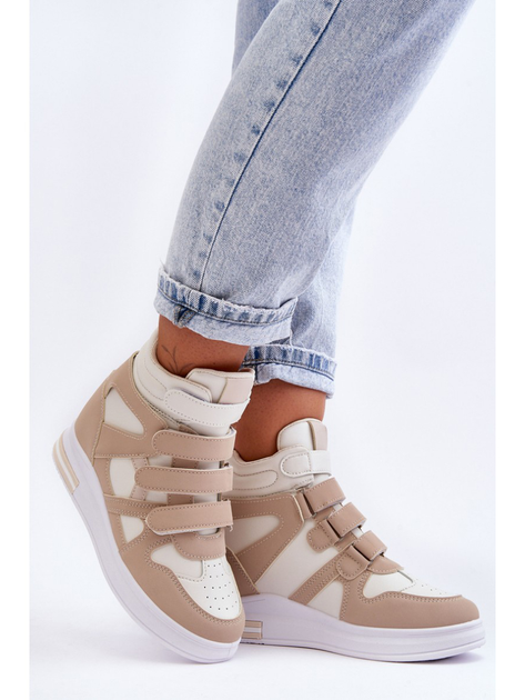 Sneakersy damskie na koturnie za kostkę na rzepy Inari 39 Beżowe (5905677435795) - obraz 7