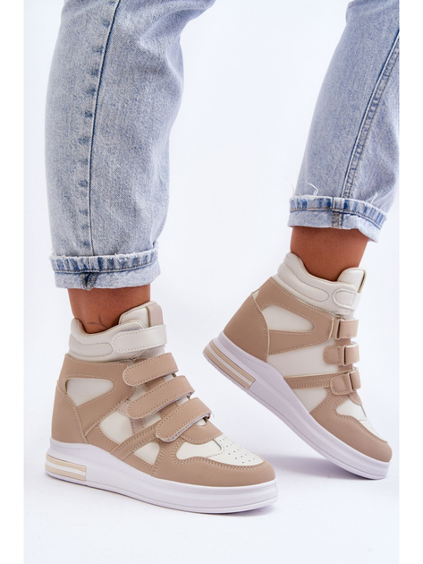 Sneakersy damskie na koturnie za kostkę na rzepy Inari 41 Beżowe (5905677435818) - obraz 5