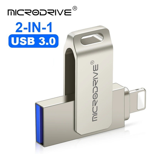 Флешка-накопитель Microdrive 128GB 2в1 USB 3.0 для iPhone, ПК – фото ...