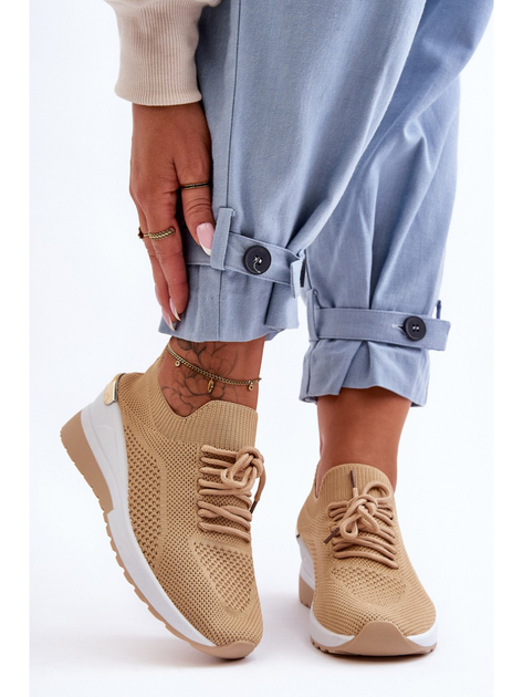 Sneakersy damskie na koturnie Visconti 41 Beżowe (5905677459395) - obraz 4