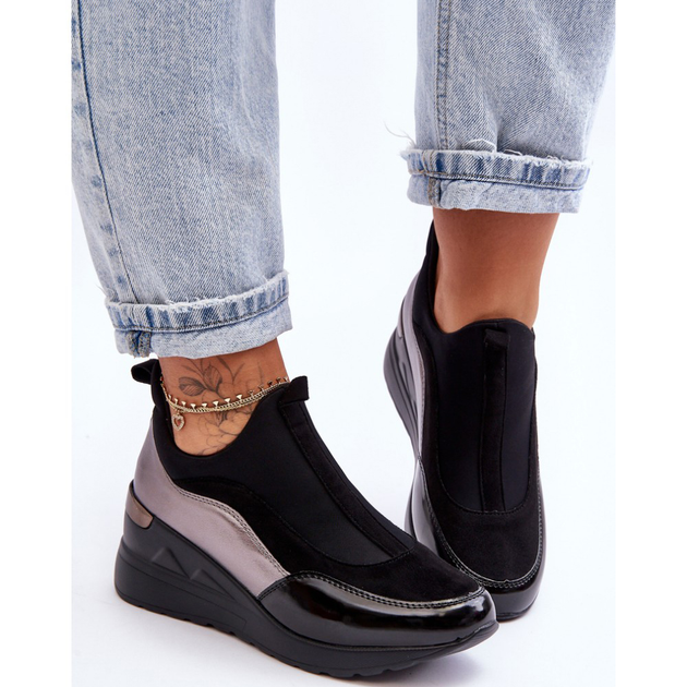 Damskie slip-ony Farro 37 Czarno-srebrne (5905677426540) - obraz 1