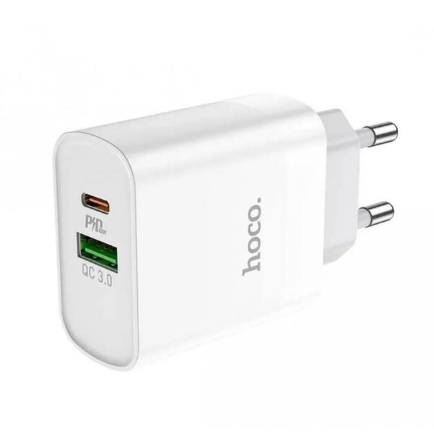 Сетевое зарядное устройство HOCO C80A Rapido PD20W+QC3.0 charger(EU) white - Фото 3 Сетевое зарядное устройство HOCO C80A Rapido PD20W+QC3.0 charger(EU) white - изображение 3